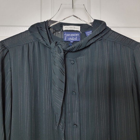 Givenchy for Chesa from Saks Fifth Avenue Vintage Women's Sz 14 Black Blouse - Picture 5 of 15